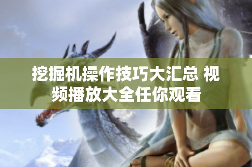 挖掘机操作技巧大汇总 视频播放大全任你观看