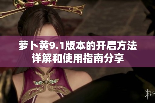 萝卜黄9.1版本的开启方法详解和使用指南分享