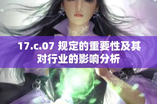 17.c.07 规定的重要性及其对行业的影响分析