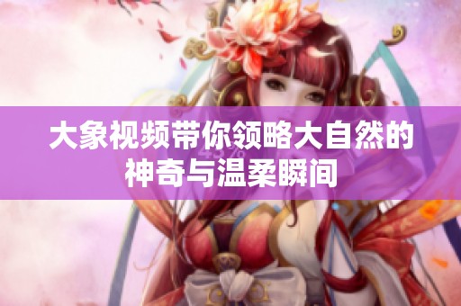 大象视频带你领略大自然的神奇与温柔瞬间