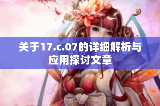 关于17.c.07的详细解析与应用探讨文章