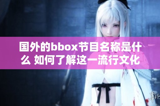 国外的bbox节目名称是什么 如何了解这一流行文化现象